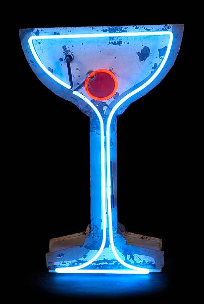 Appraisal: A single sided enameled metal and neon Martini Glass sign