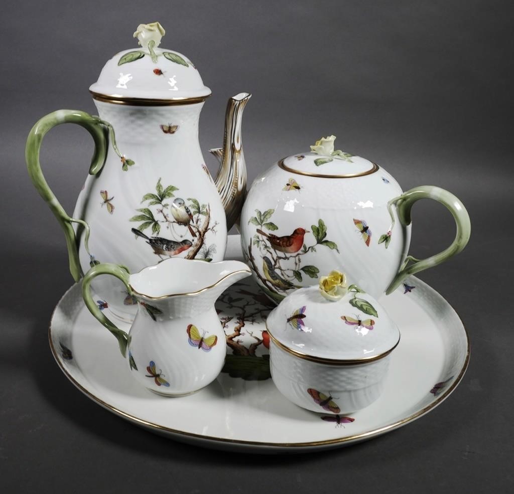 Appraisal: pcs Herend Rothschild Bird fine porcelain china coffee tea service