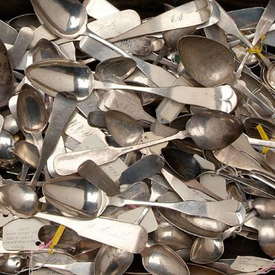 Appraisal: coin silver spoons various makers some unmarked oz T detailed