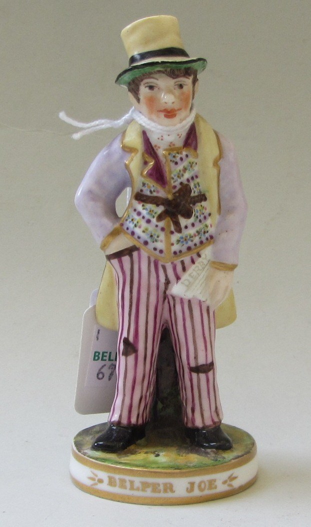 Appraisal: A Stevenson and Hancock Derby porcelain figure of 'Belper Joe'