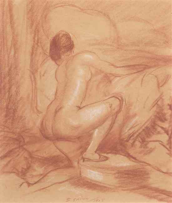 Appraisal: Everett Shinn American - Kneeling Nude red crayon on paper