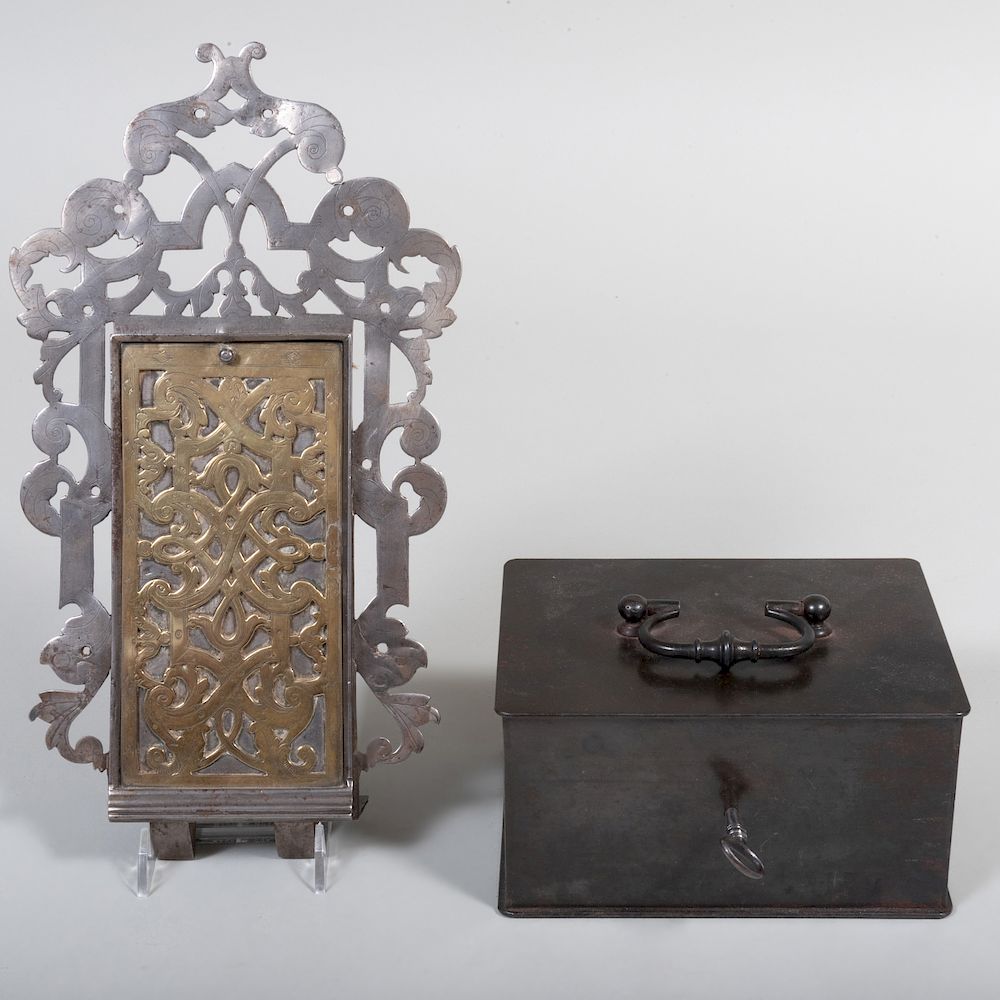 Appraisal: Continental Pierced Steel and Brass Lock Mechanism and a Lacquered