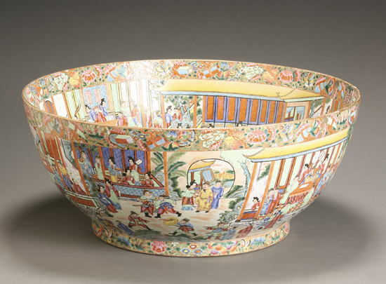 Appraisal: Chinese Export 'Famille Rose' Monumental Punch Bowl th Century Decorated