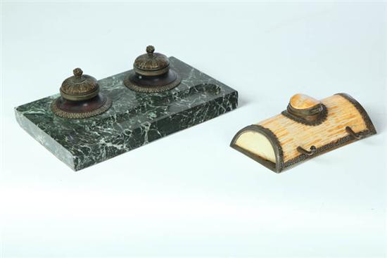 Appraisal: TWO INKSTANDS Late th-early th century Includes a brass and