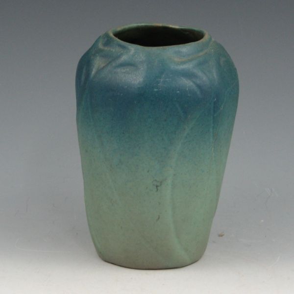 Appraisal: Van Briggle vase with leaves in dark over light blue