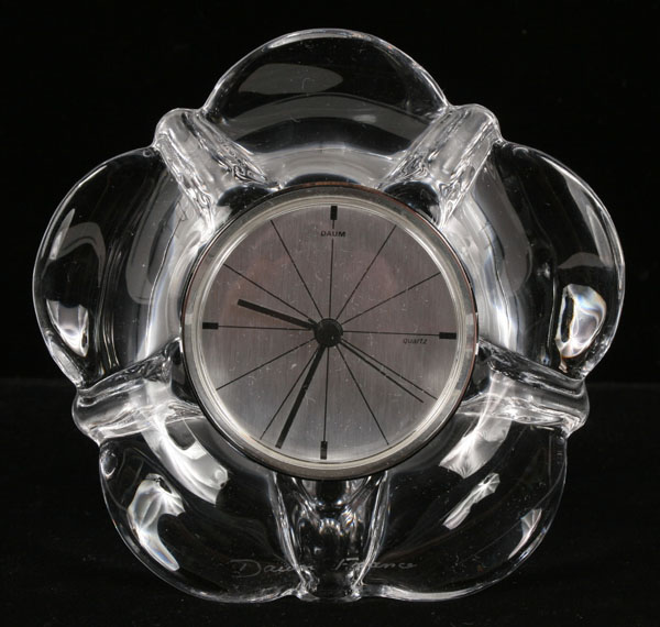 Appraisal: Daum French art glass clock floral shape H Signed Daum