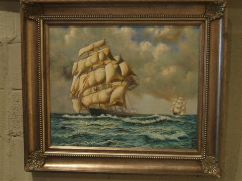 Appraisal: IN THE MANNER OF MONTAGUE DAWSON SAILING WAR SHIPS Oil