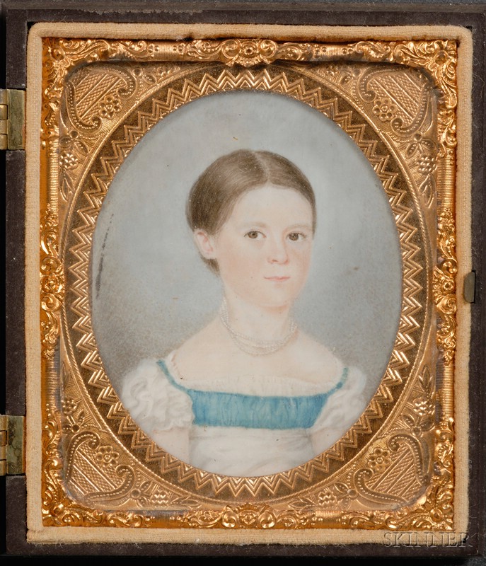 Appraisal: Portrait Miniature of a Girl in a White Dress with