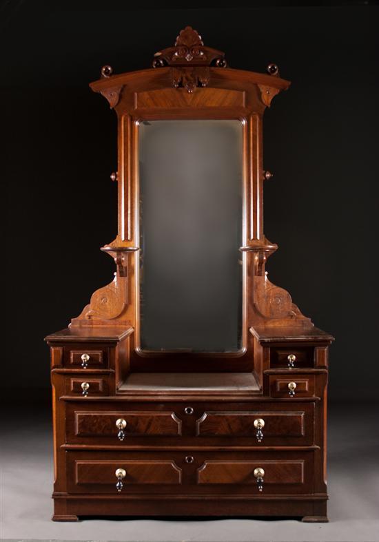 Appraisal: Victorian walnut marble top dresser with mirrored upright circa in