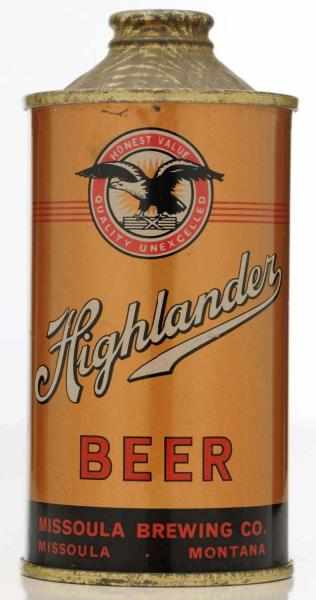 Appraisal: Highlander Beer LP Cone Top Beer Can - Alc Con