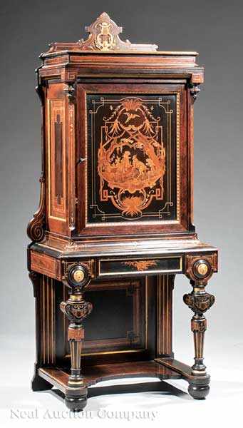 Appraisal: An American Renaissance Inlaid Bronze-Mounted Gilt-Incised and Ebonized Cherrywood Music