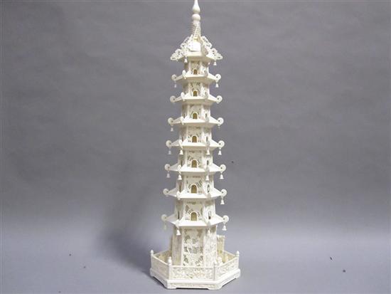 Appraisal: CHINESE CARVED IVORY PAGODA th C H