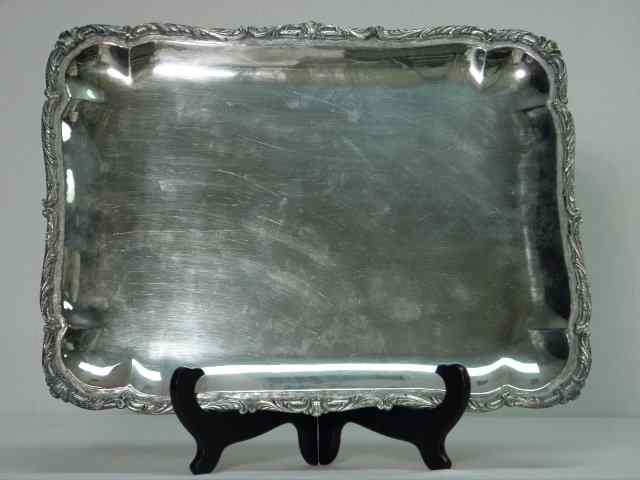 Appraisal: Continental silver rectangular tray Rounded corners with an applied swag