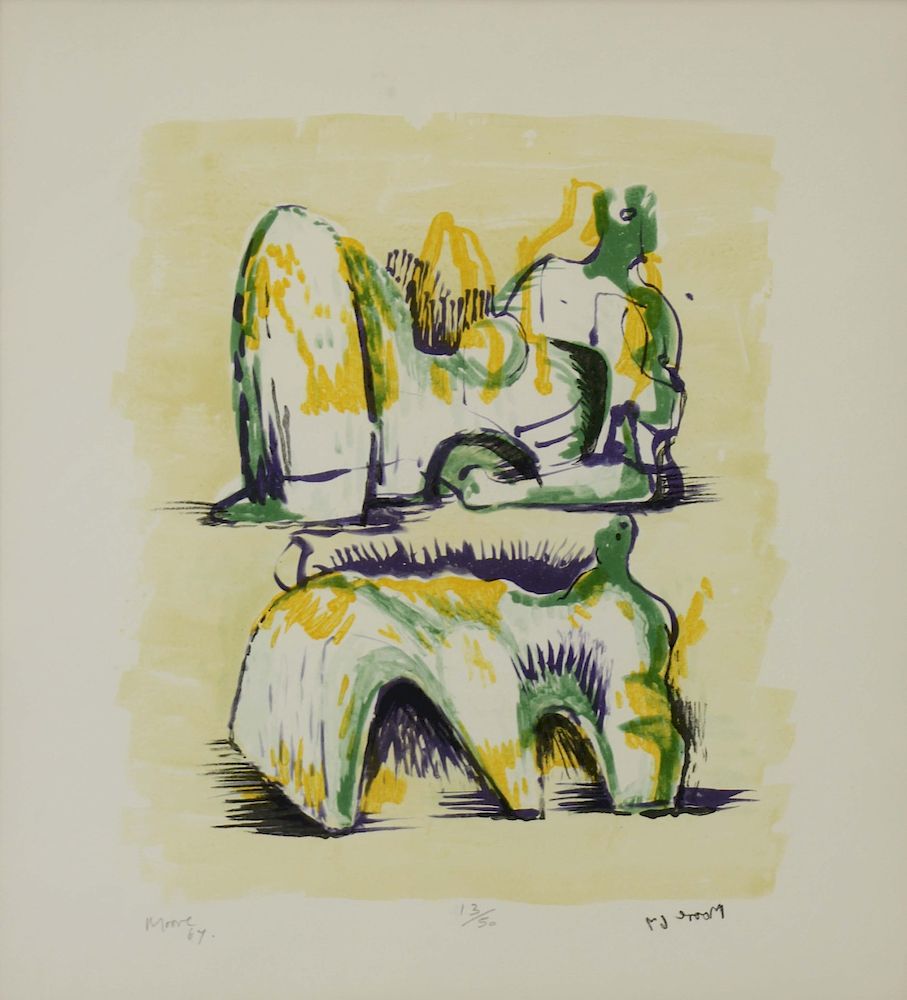 Appraisal: HENRY MOORE ENGLAND - Color Lithograph Two Reclining Figures in