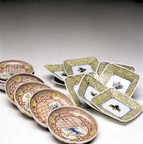 Appraisal: TWO SETS ANTIQUE KUTANI DISHES Two sets of eight each