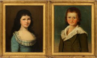 Appraisal: AMERICAN SCHOOL OIL PAINTINGS TH C PAIR AMERICAN SCHOOL OIL