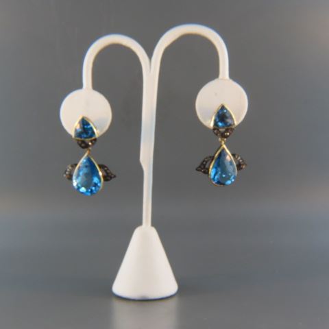 Appraisal: Blue Topaz Diamond Earrings rich pear shape gums totaling carats