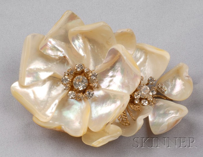 Appraisal: Vintage Dogwood Brooch Miriam Haskell the double flower brooch set