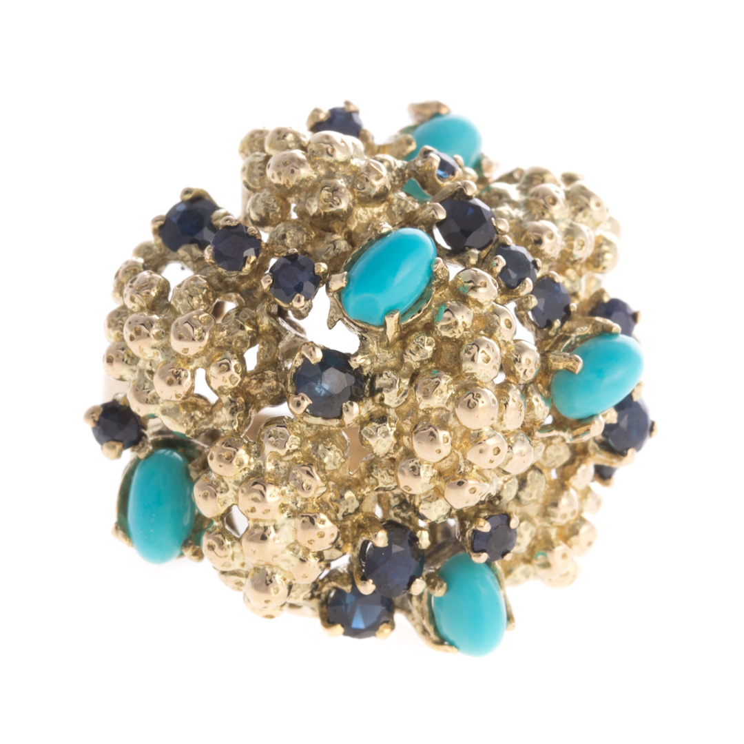 Appraisal: A Lady's K Turquoise Sapphire Cocktail Ring K yellow gold