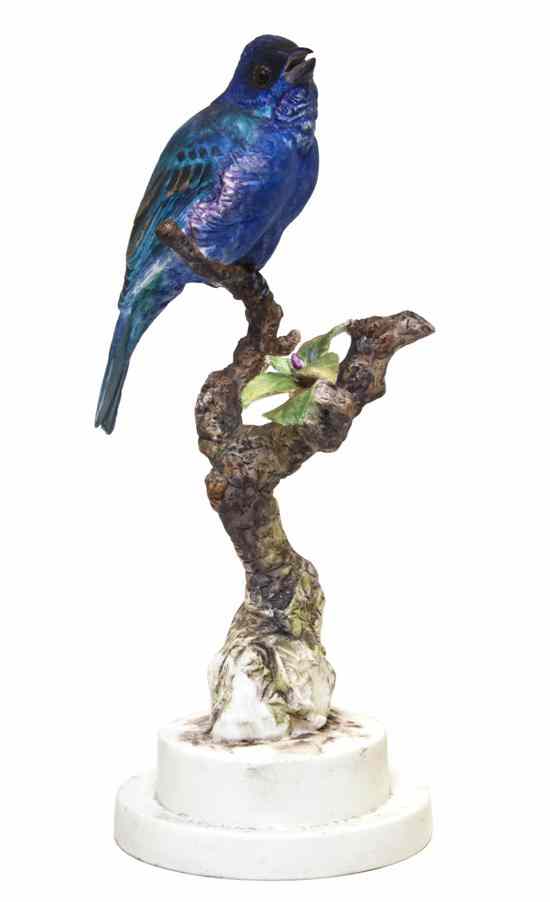 Appraisal: A Royal Worcester Dorothy Doughty Bird Indigo Bunting perched on