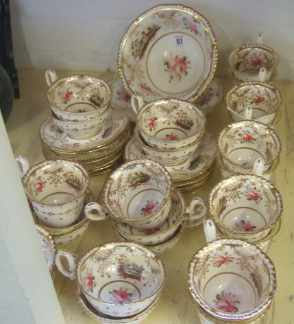 Appraisal: A Victorian part tea service probably Coalport decorated panels of