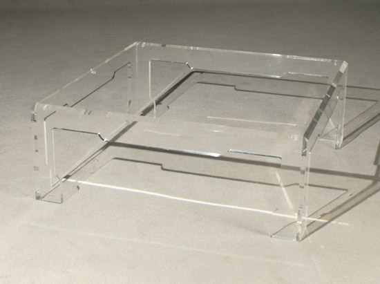 Appraisal: Jeffrey Bigelow Lucite and Glass Coffee Table Dated Having a