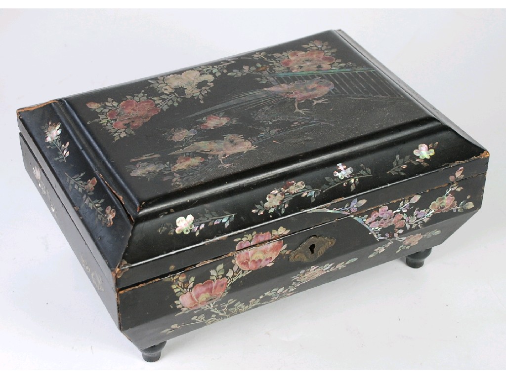 Appraisal: LATE NINETEENTH CENTURY ORIENTAL BLACK LACQUER AND MOTHER O'PEARL INLET