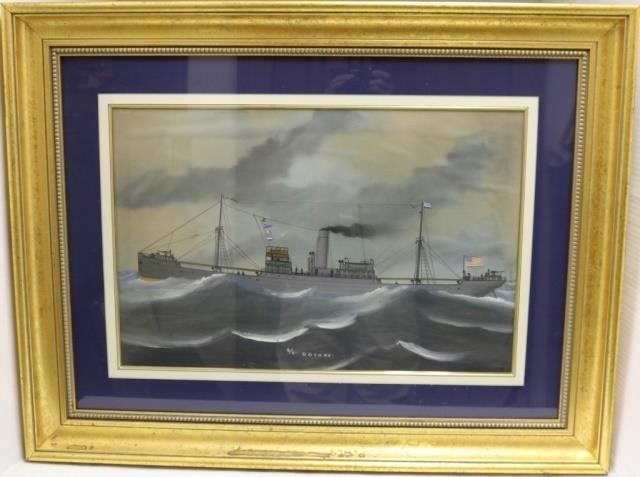 Appraisal: GOUACHE DEPICTING THE U S S DOCKRA BUILT AS AFREIGHTER