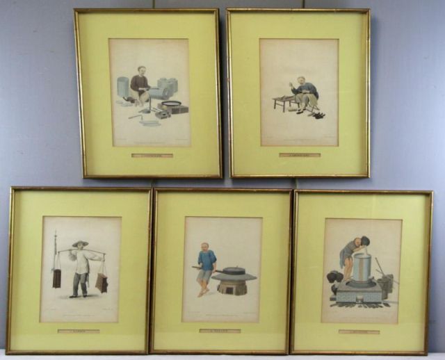 Appraisal: Set of Hand-Colored Lithographs From TheCostume of China Each plate