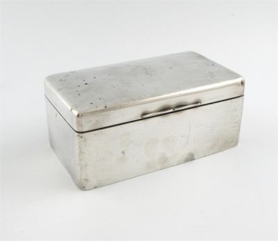 Appraisal: A modern silver cigar box by Mappin Webb Birmingham gilt