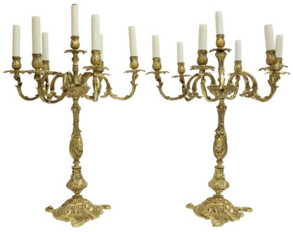 Appraisal: pair French Louis XV style ormolu candelabra early th c