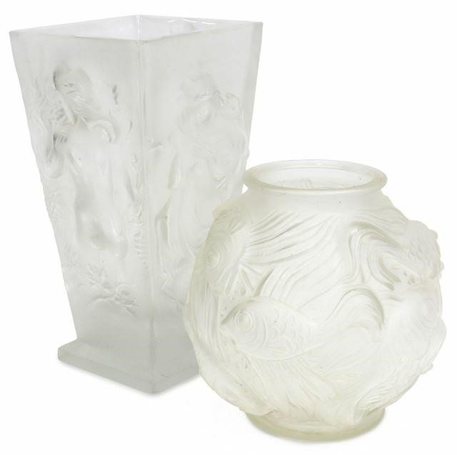 Appraisal: lot of Bohemian Art Deco satin glass vases including four