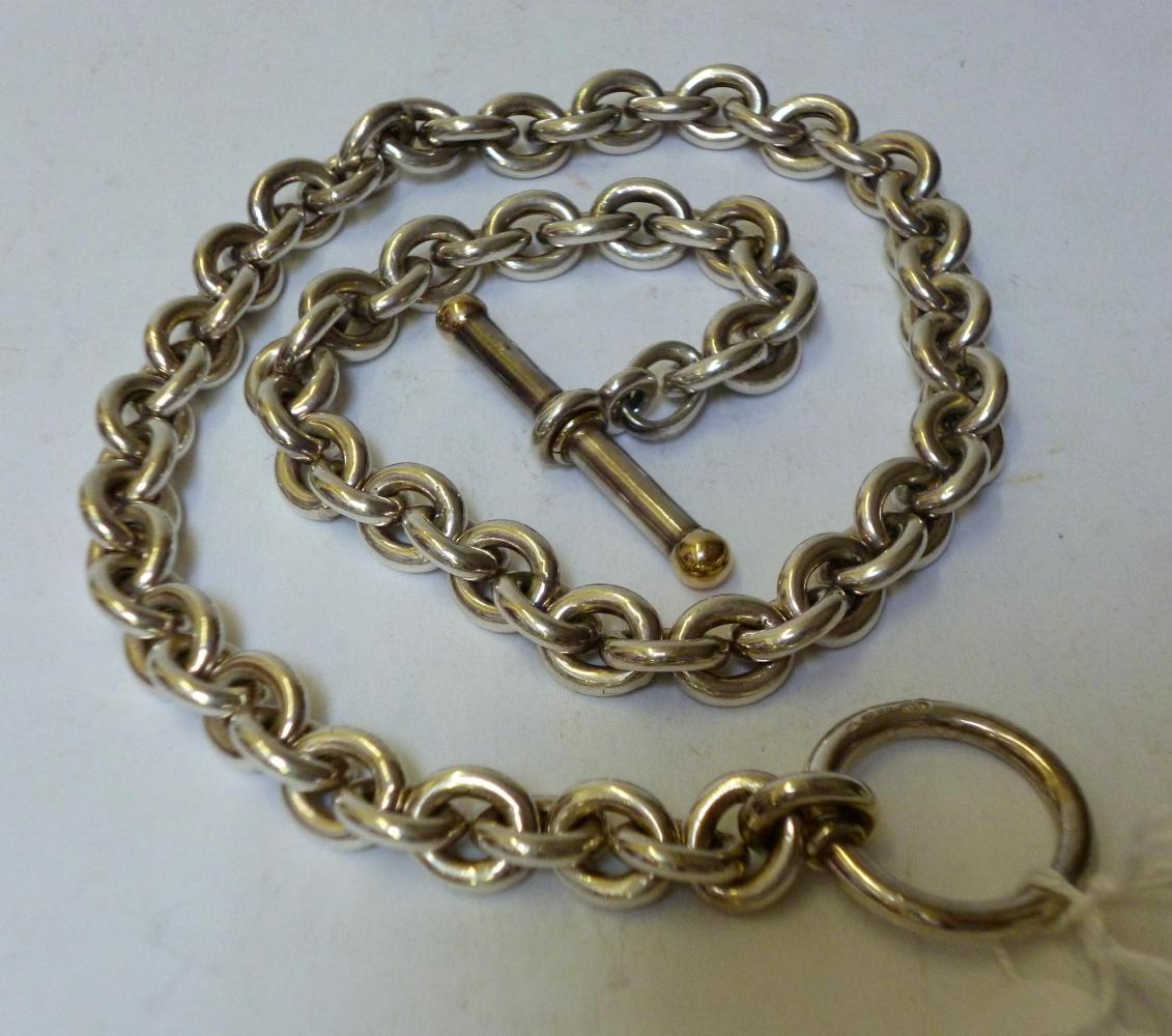 Appraisal: A TIFFANY SILVER CURB LINK NECKLACE with dumb bell bar