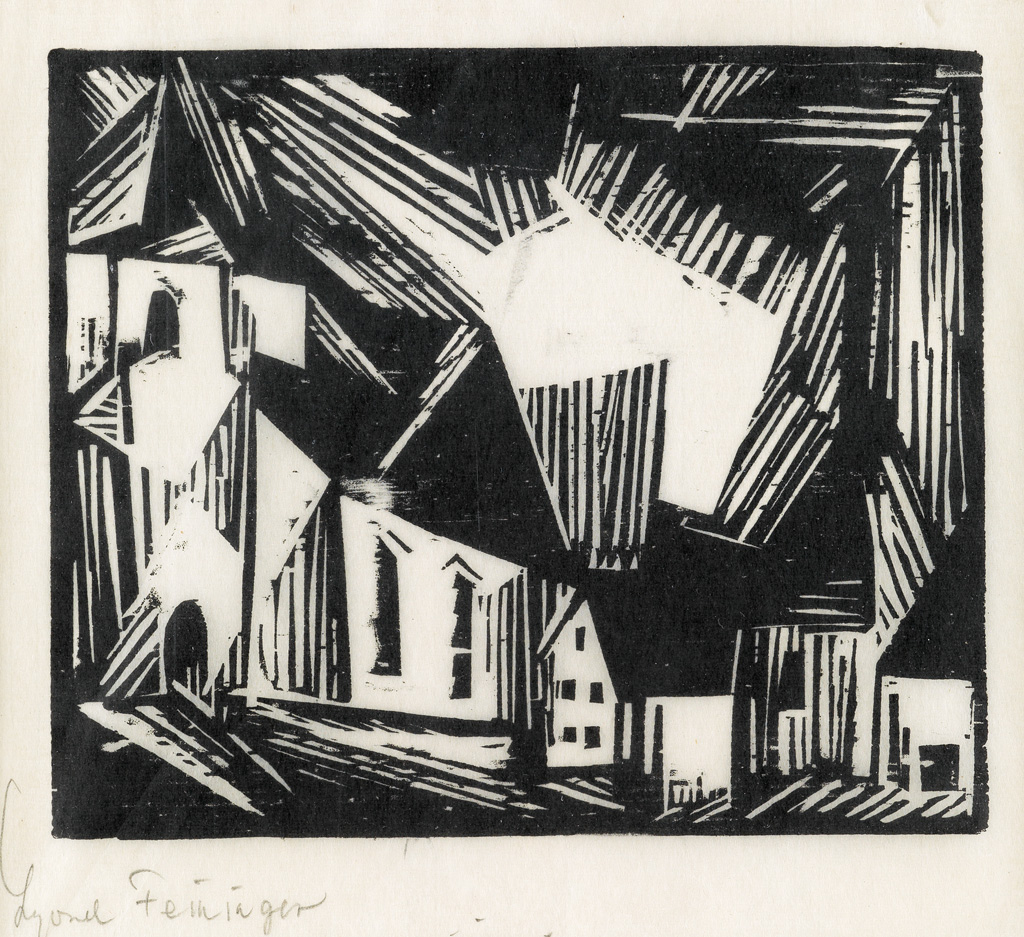 Appraisal: LYONEL FEININGER Kirche Woodcut on tissue-thin Japan paper x mm