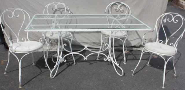 Appraisal: Wrought Iron Terrace Set Nice style - possibly French Includes