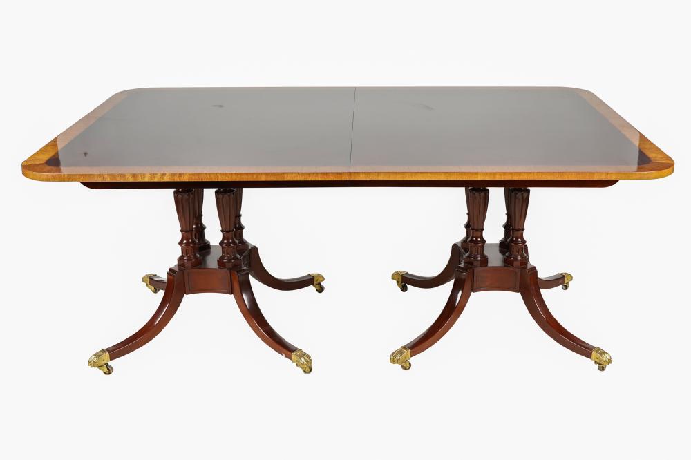 Appraisal: BAKER MAHOGANY SATIN-BAND DINING TABLEHistorical Charleston Reproductions collection on two