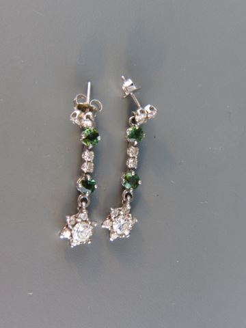 Appraisal: Diamond Green Tourmaline Earrings round diamonds totaling carats and round