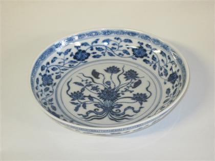 Appraisal: Chinese Ming style blue and white porcelain dishqianlong mark th