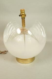 Appraisal: Modernist round base glass Table Lamp Amber yol Modernist round