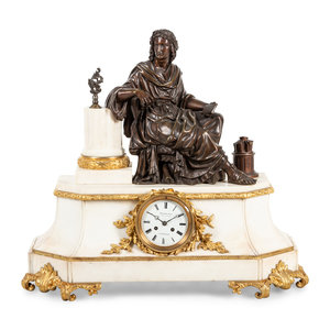 Appraisal: A French Gilt and Patinated Bronze Mounted Marble Mantel Clock