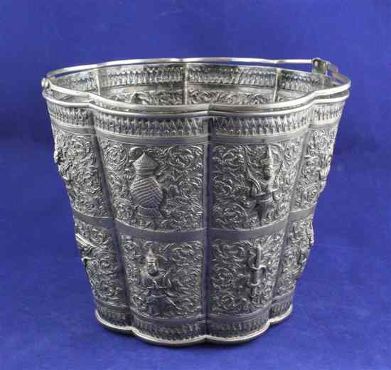 Appraisal: A th century Siamese silver ice pail of cusped circular