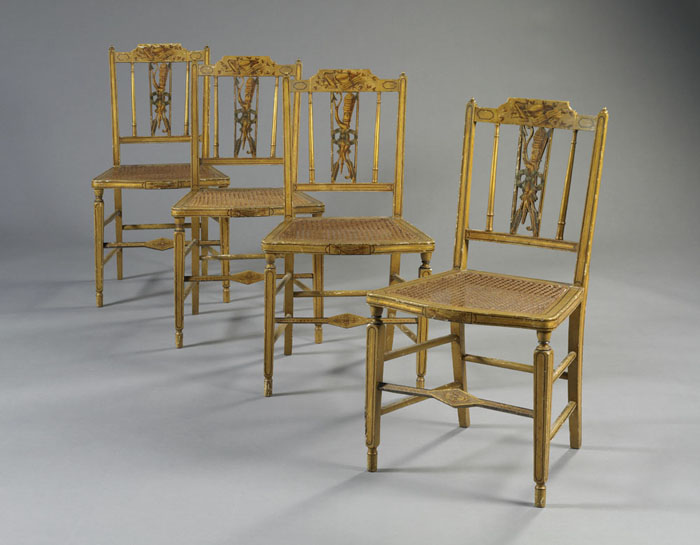 Appraisal: SET OF FOUR AMERICAN SHERATON FANCY CHAIRS WITH ORIGINAL SURFACE