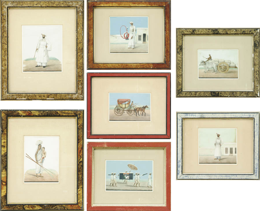 Appraisal: UNSIGNED Middle Eastern th Century SEVEN MIDDLE EASTERN SCENES Watercolor