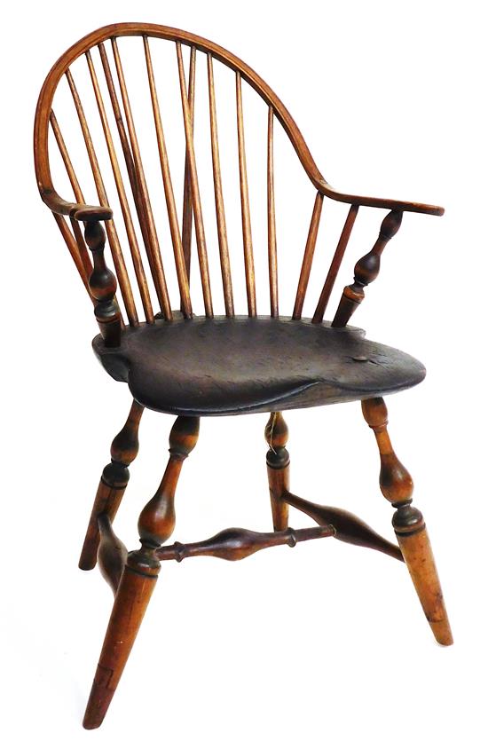 Appraisal: Late th C American Windsor brace back chair with continuous