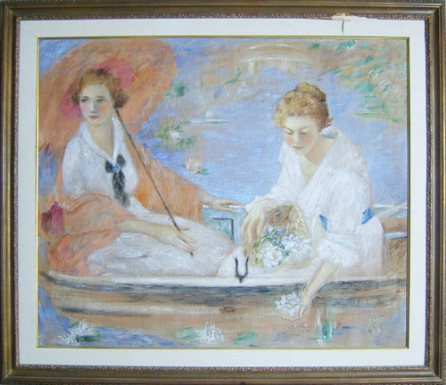 Appraisal: Oil on canvas impressionist scene signed J Ross x