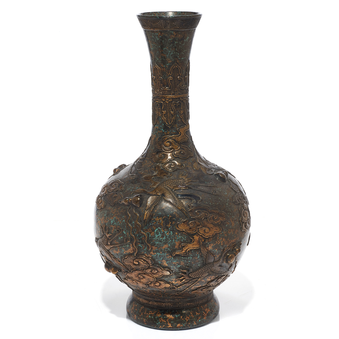 Appraisal: CHINESE IMITATION BRONZE GLAZED GLOBULAR VASE Chinese imitation bronze glazed