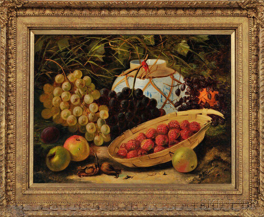 Appraisal: English School th Century Still Life with Fruit Signed S