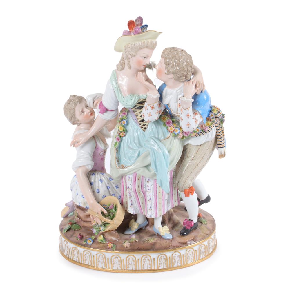 Appraisal: MEISSEN PORCELAIN FIGURE GROUP COURTING COUPLE AND CRYING GIRL WITH