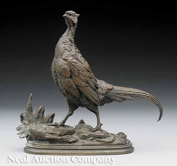 Appraisal: A French Cabinet Bronze of A Pheasant on a Naturalistic