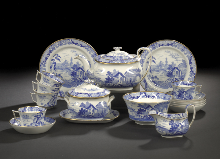 Appraisal: Eighteen-Piece Wedgwood Blue and White Porcelain Tea Service for Six